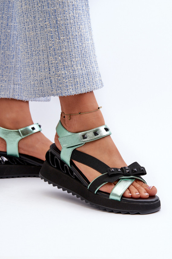 Women's Sandals With Bow D&A CR956 Green