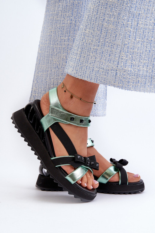 Women's Sandals With Bow D&A CR956 Green