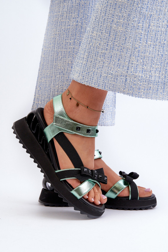 Women's Sandals With Bow D&A CR956 Green
