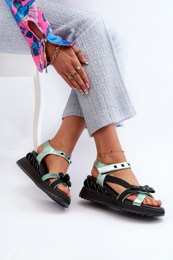 Women's Sandals With Bow D&A CR956 Green