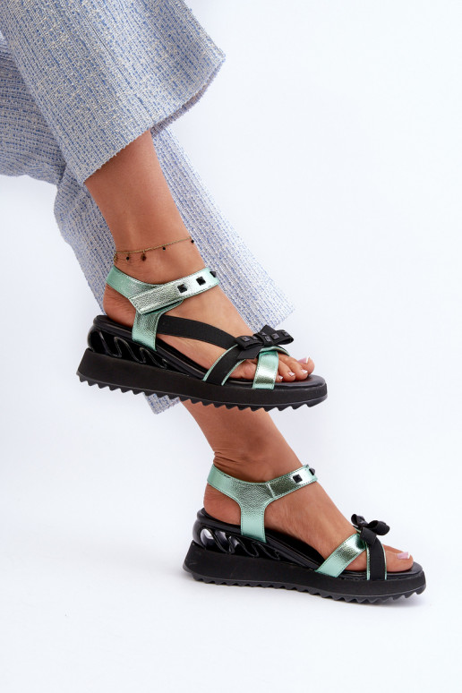 Women's Sandals With Bow D&A CR956 Green