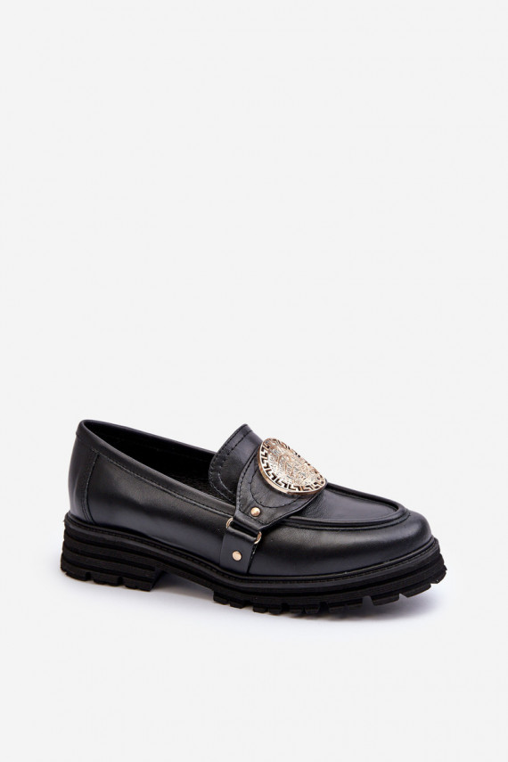 Zazoo 3485 Women's Moccasins with Golden Decoration Natural Leather