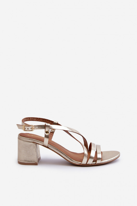 Suede Sandals With Low Heel Maciejka 06653-25 Golden