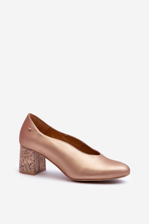 Elegant Leather Pumps with Platform Maciejka 06422-25 Gold