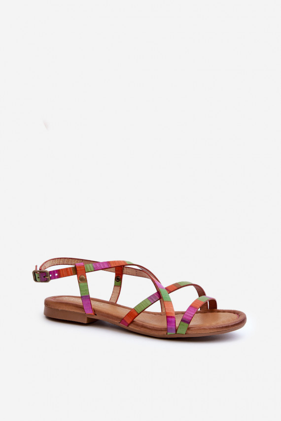 Flat Women's Leather Sandals Maciejka 06635-39 Multicolor