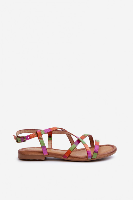 Flat Women's Leather Sandals Maciejka 06635-39 Multicolor