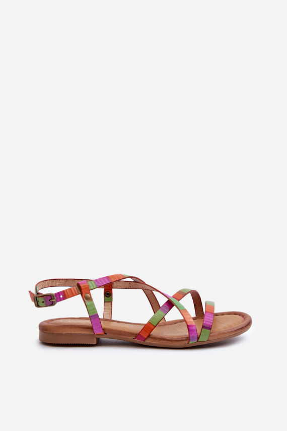 Flat Women's Leather Sandals Maciejka 06635-39 Multicolor
