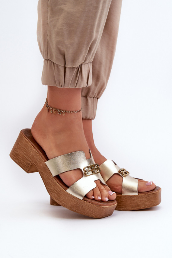 Zazoo 40412 Leather Elegant Women's Flip-Flops with Golden Ornament