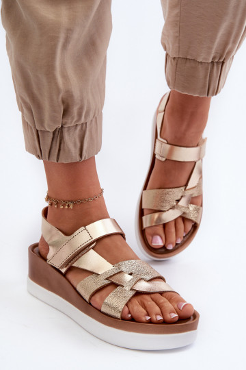 Zazoo 40397 Women's Leather Platform Sandals Gold 2
