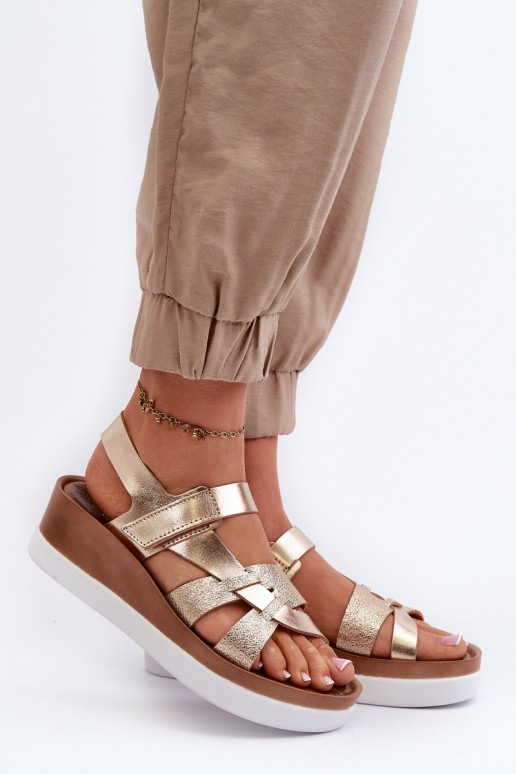 Zazoo 40397 Women's Leather Platform Sandals Gold