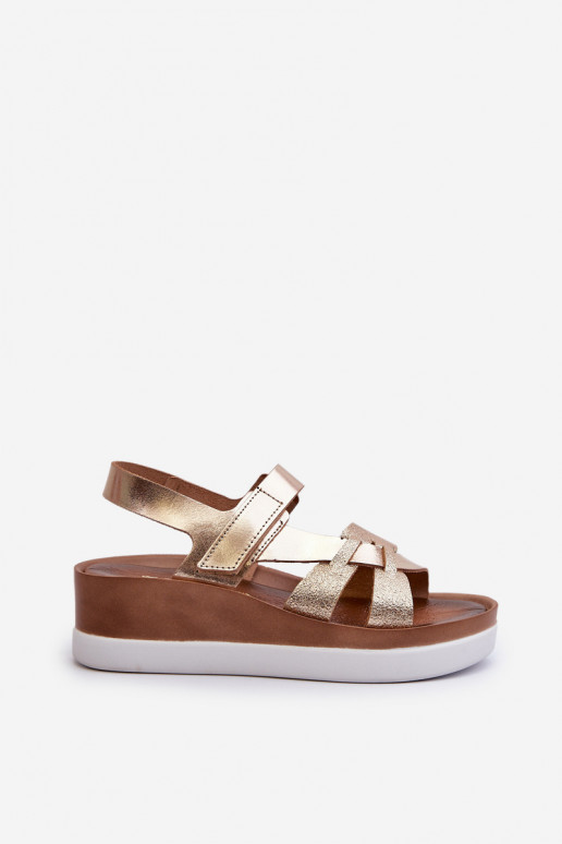 Zazoo 40397 Women's Leather Platform Sandals Gold