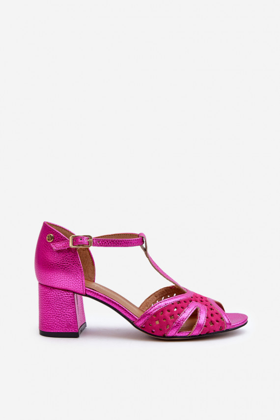 Women's Leather Sandals with Heels Maciejka 06551-15 Fuchsia