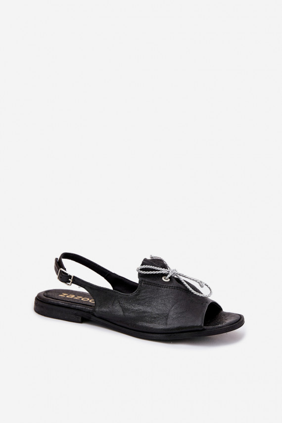 Leather Flat Sandals Zazoo 2898 Black