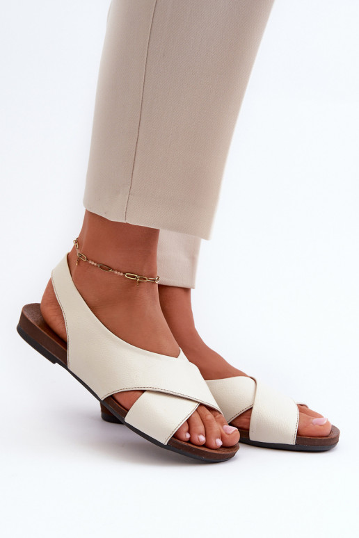 Zazoo 40407 Women's Leather Sandals Light Beige