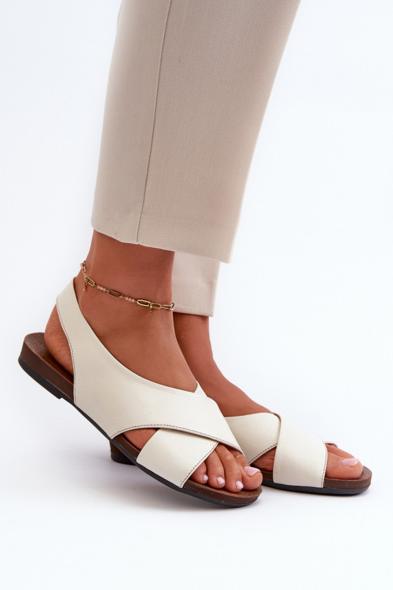 Zazoo 40407 Women's Leather Sandals Light Beige