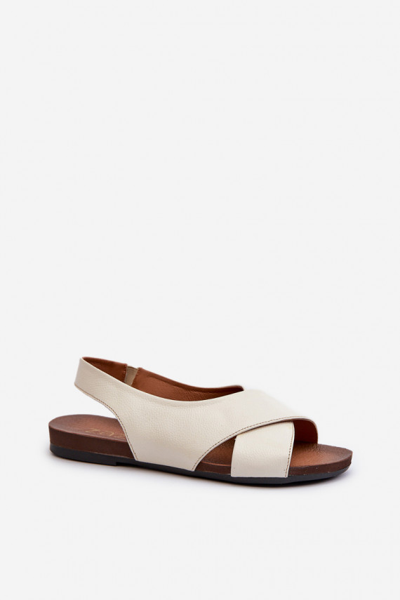 Zazoo 40407 Women's Leather Sandals Light Beige