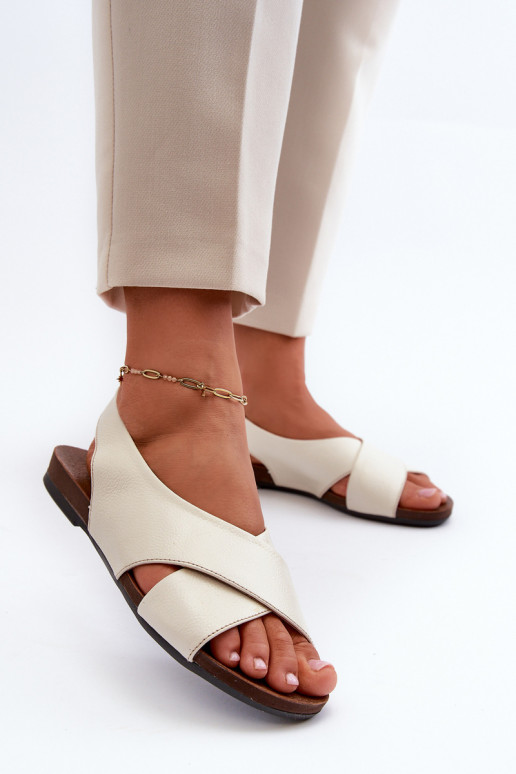 Zazoo 40407 Women's Leather Sandals Light Beige