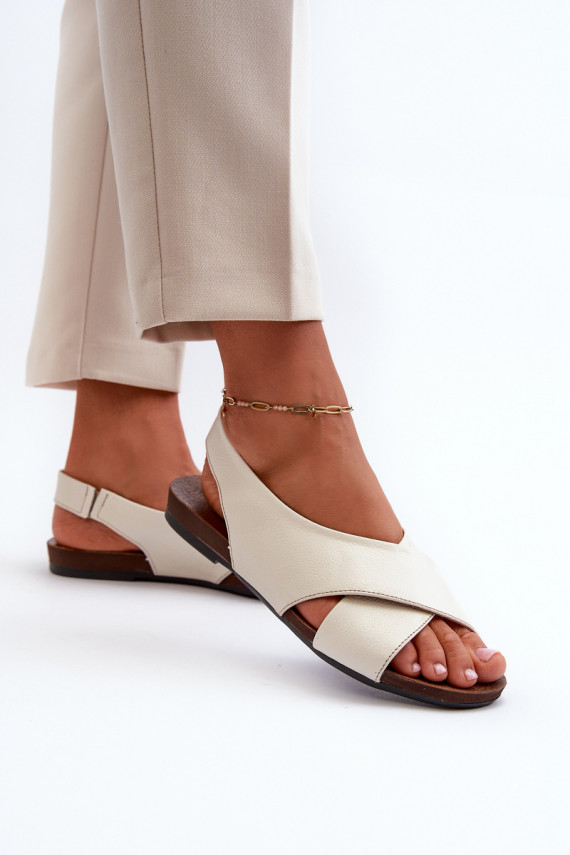 Zazoo 40407 Women's Leather Sandals Light Beige