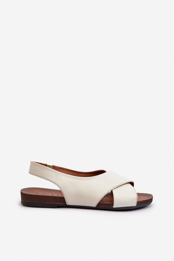 Zazoo 40407 Women's Leather Sandals Light Beige