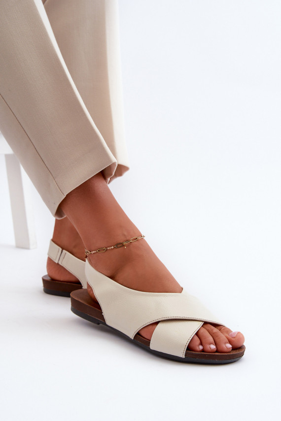 Zazoo 40407 Women's Leather Sandals Light Beige
