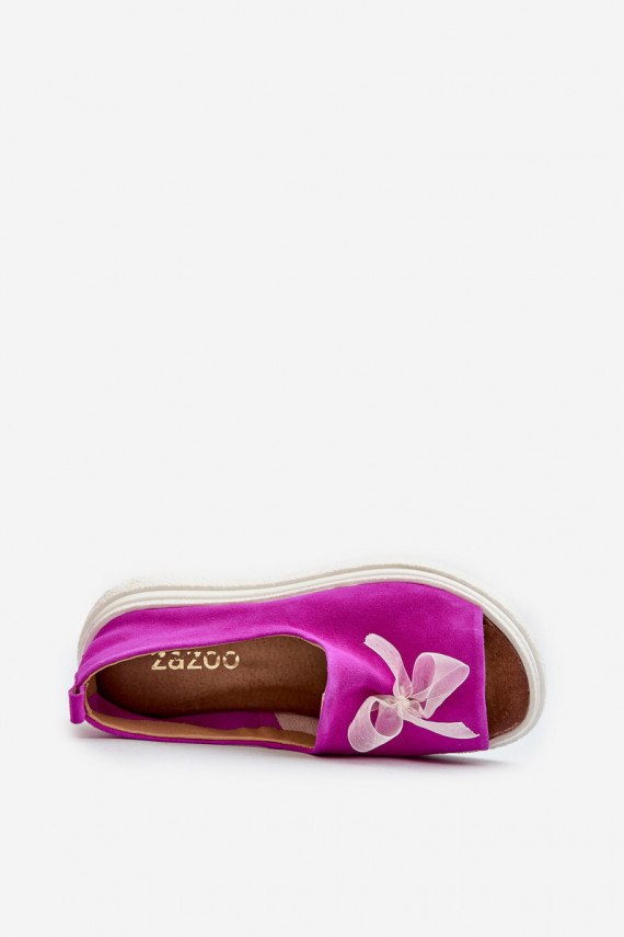 Zazoo 2939 Suede Women's Sandals with Bow Fuchsia
