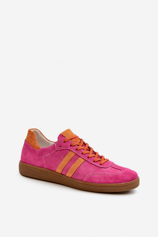 Zazoo N1068 Low Women's Suede Sneakers Fuchsia