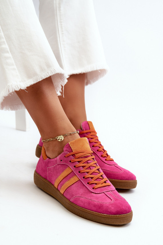 Zazoo N1068 Low Women's Suede Sneakers Fuchsia