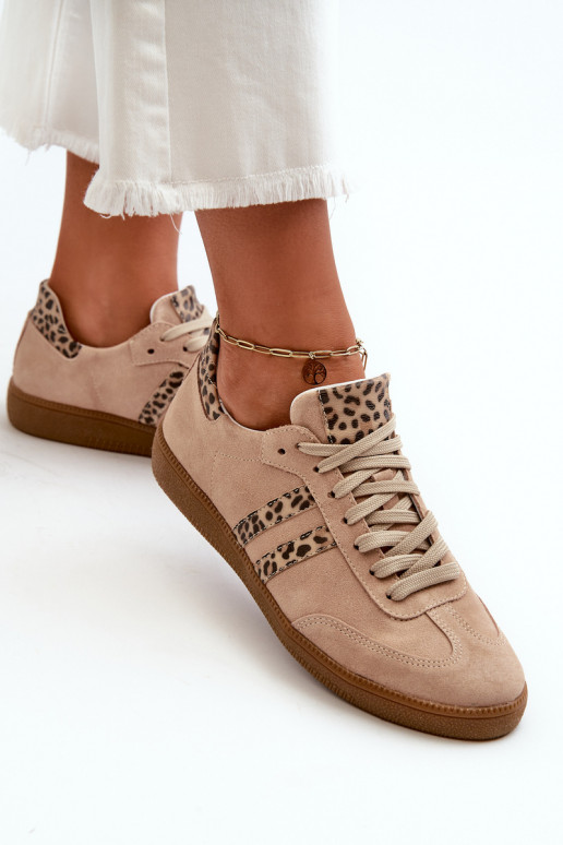 Zazoo N1068 Suede Low Women's Sneakers Beige