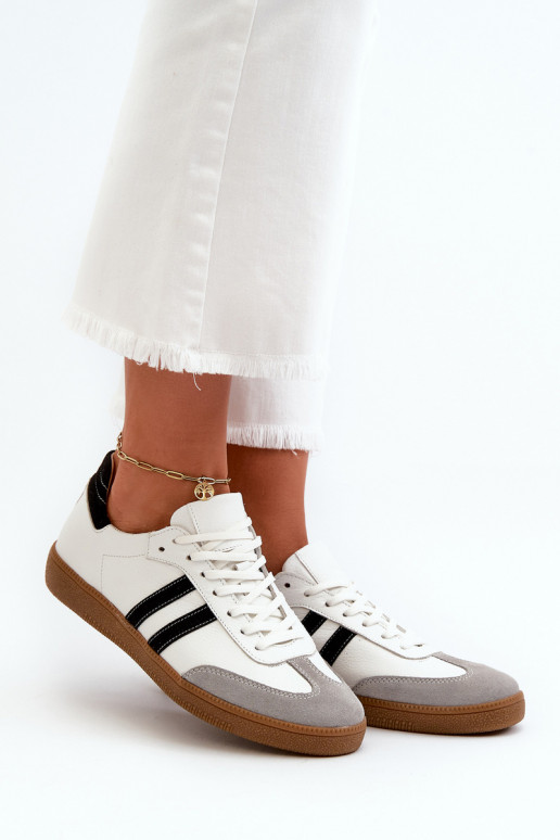 Zazoo N1068 Leather Low Women's Sneakers White