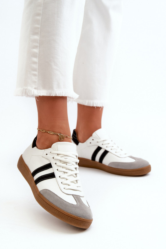 Zazoo N1068 Leather Low Women's Sneakers White