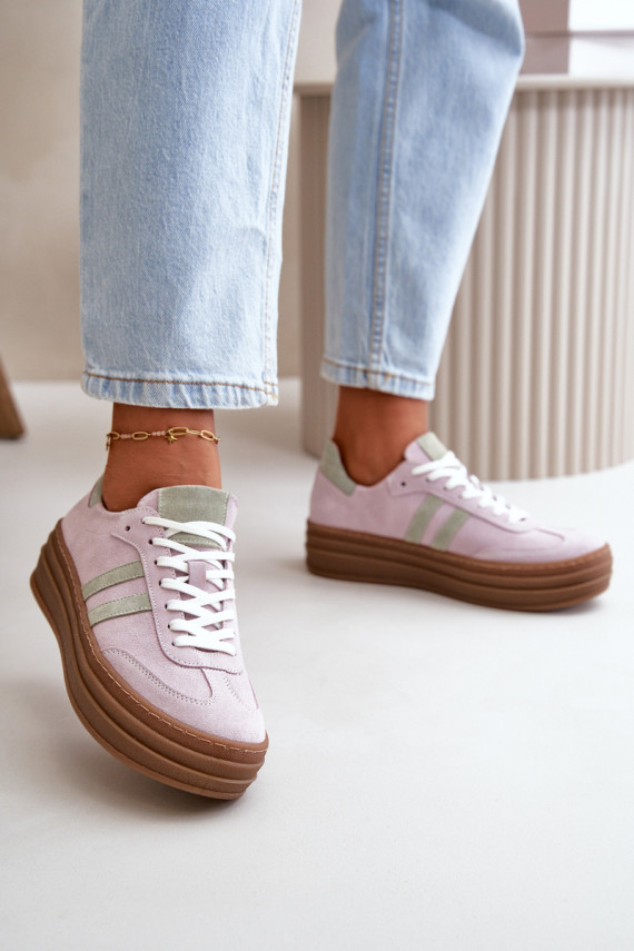 Zazoo N1068S4 Women's Suede Platform Sneakers Purple
