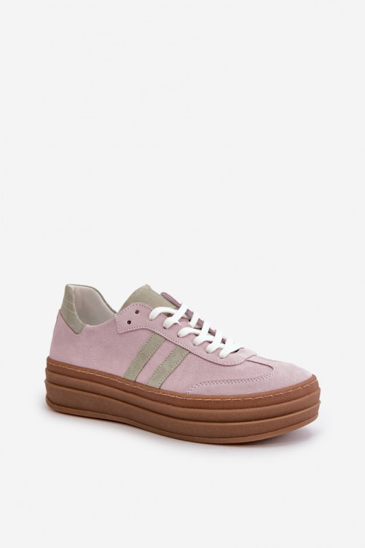 Zazoo N1068S4 Women's Suede Platform Sneakers Purple