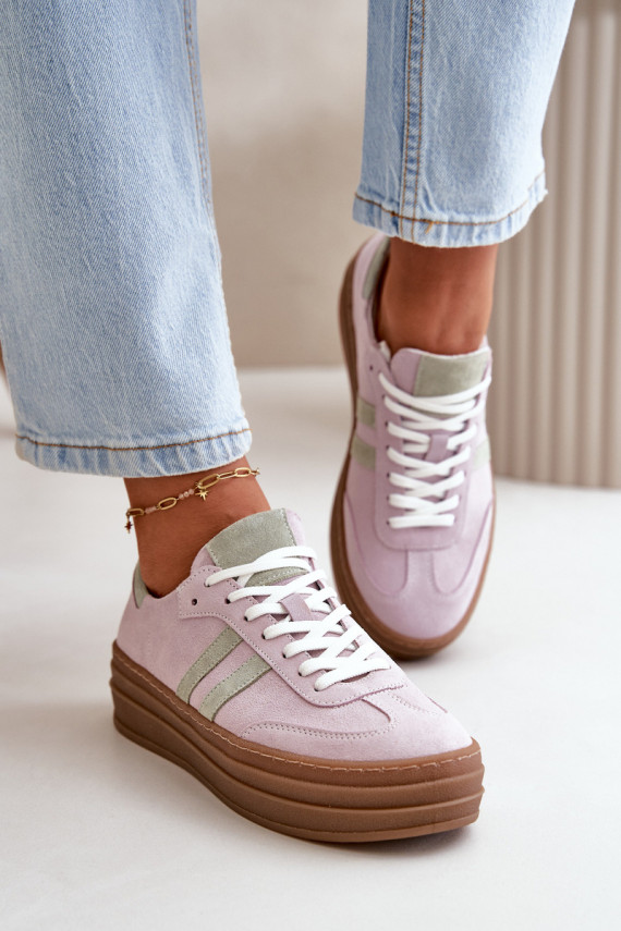 Zazoo N1068S4 Women's Suede Platform Sneakers Purple
