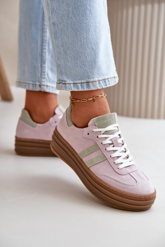 Zazoo N1068S4 Women's Suede Platform Sneakers Purple