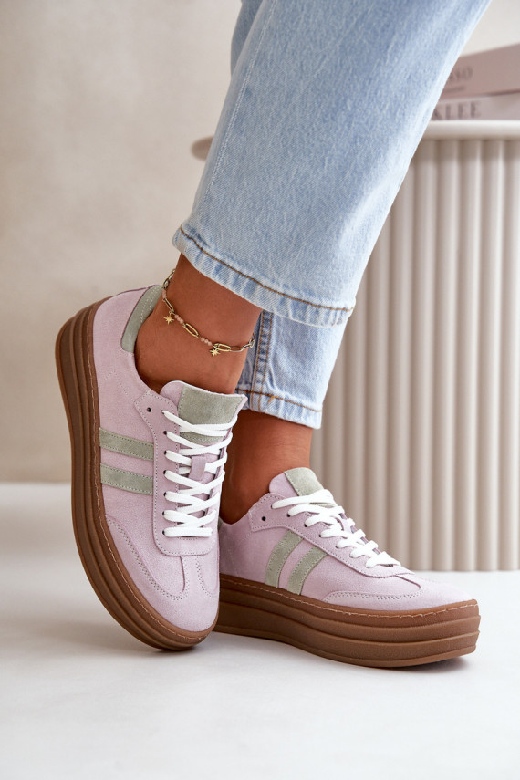 Zazoo N1068S4 Women's Suede Platform Sneakers Purple