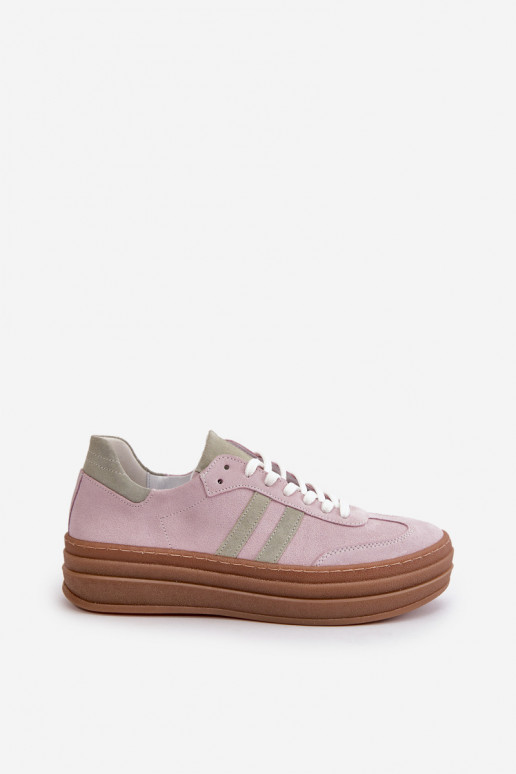 Zazoo N1068S4 Women's Suede Platform Sneakers Purple