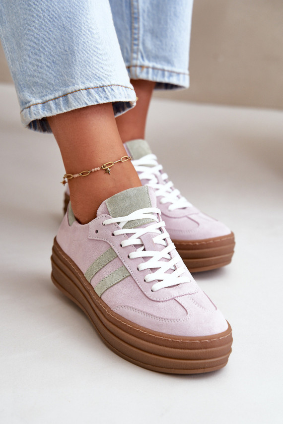 Zazoo N1068S4 Women's Suede Platform Sneakers Purple