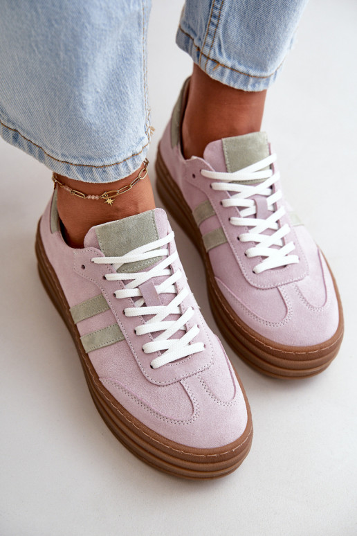 Zazoo N1068S4 Women's Suede Platform Sneakers Purple