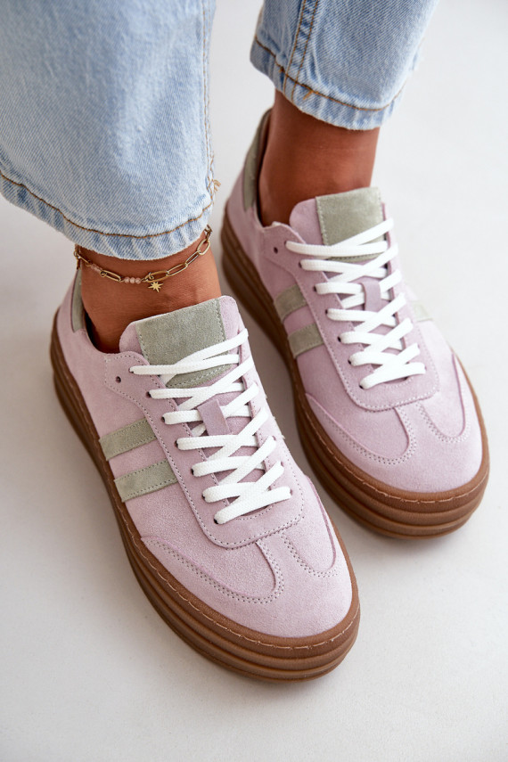 Zazoo N1068S4 Women's Suede Platform Sneakers Purple