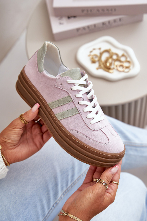 Zazoo N1068S4 Women's Suede Platform Sneakers Purple