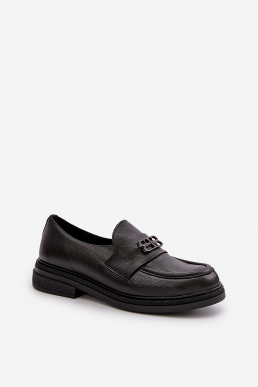 Zazoo 20102 Stylish Patent Leather Loafers on Chunky Platform Black