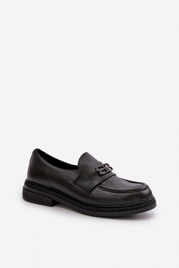 Zazoo 20102 Stylish Patent Leather Loafers on Chunky Platform Black