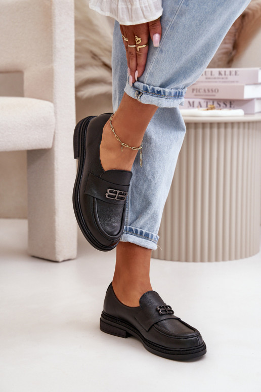 Zazoo 20102 Stylish Patent Leather Loafers on Chunky Platform Black