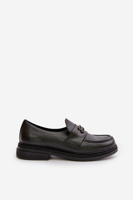 Zazoo 20102 Stylish Patent Leather Loafers on Chunky Platform Black