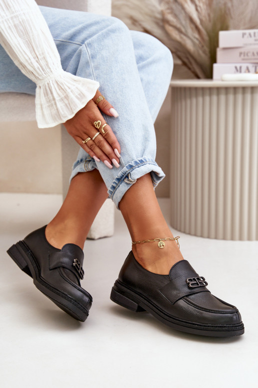 Zazoo 20102 Stylish Patent Leather Loafers on Chunky Platform Black