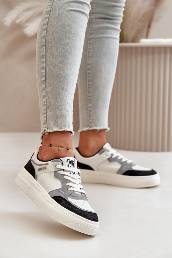 Women's Low Sneakers Made Of Eco Leather Big Star OO274028 White-Gray