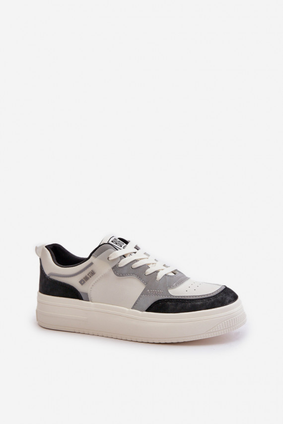 Women's Low Sneakers Made Of Eco Leather Big Star OO274028 White-Gray
