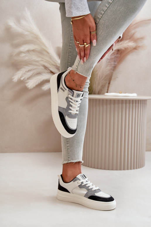 Women's Low Sneakers Made Of Eco Leather Big Star OO274028 White-Gray