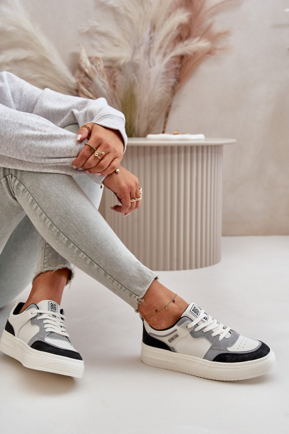 Women's Low Sneakers Made Of Eco Leather Big Star OO274028 White-Gray