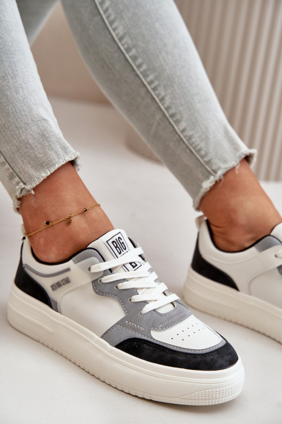 Women's Low Sneakers Made Of Eco Leather Big Star OO274028 White-Gray